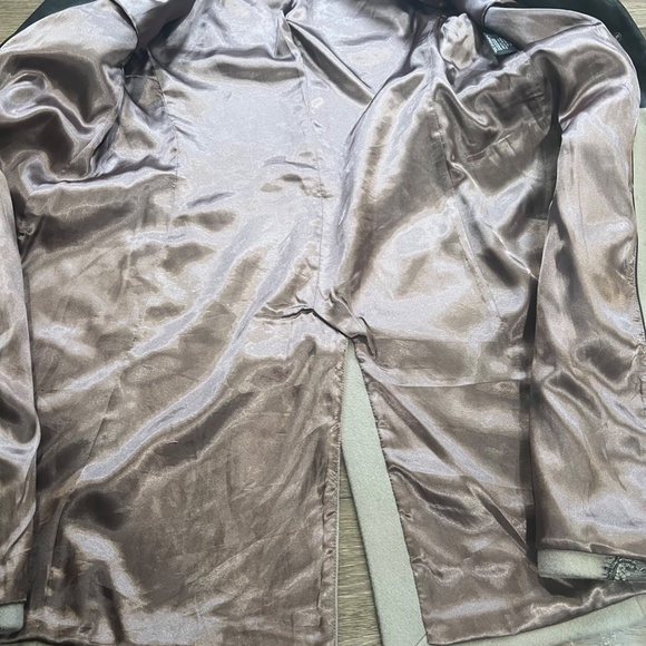 Badgley Mischa Wool Dress Coat Mixed Media Lace Leather Accents Sz S Taupe/Black - Picture 8 of 16